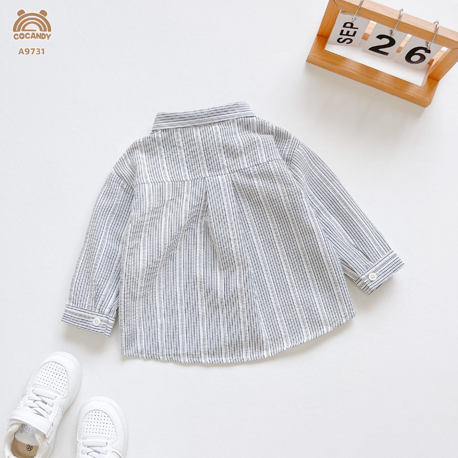 Áo dài kẻ XANH sơ mi vạt ngực trắng_thumbnail_5