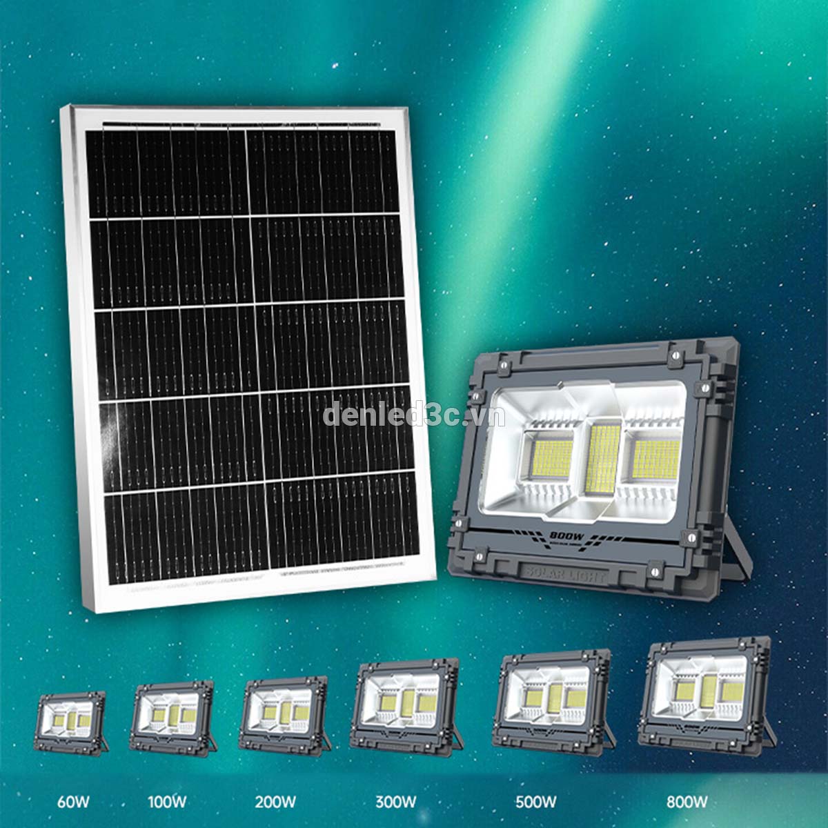 Đèn Pha Năng Lượng Mặt Trời Lắp trong nhà và ngoài trời Đèn LED 3C