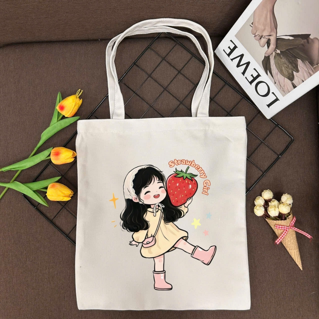 Túi tote vải canvas hình cô gái hottrend, đeo vai, có khoá kéo và ngăn phụ WE TEE - WTU04_thumbnail_9