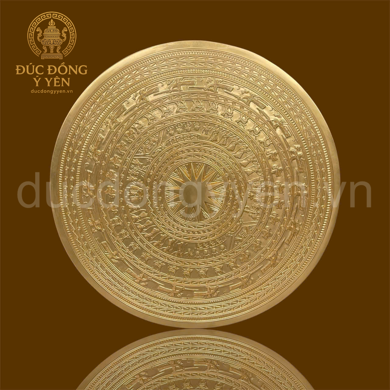 Mặt trống đồng đúc đồng đỏ thiếp vàng 9999_thumbnail_3