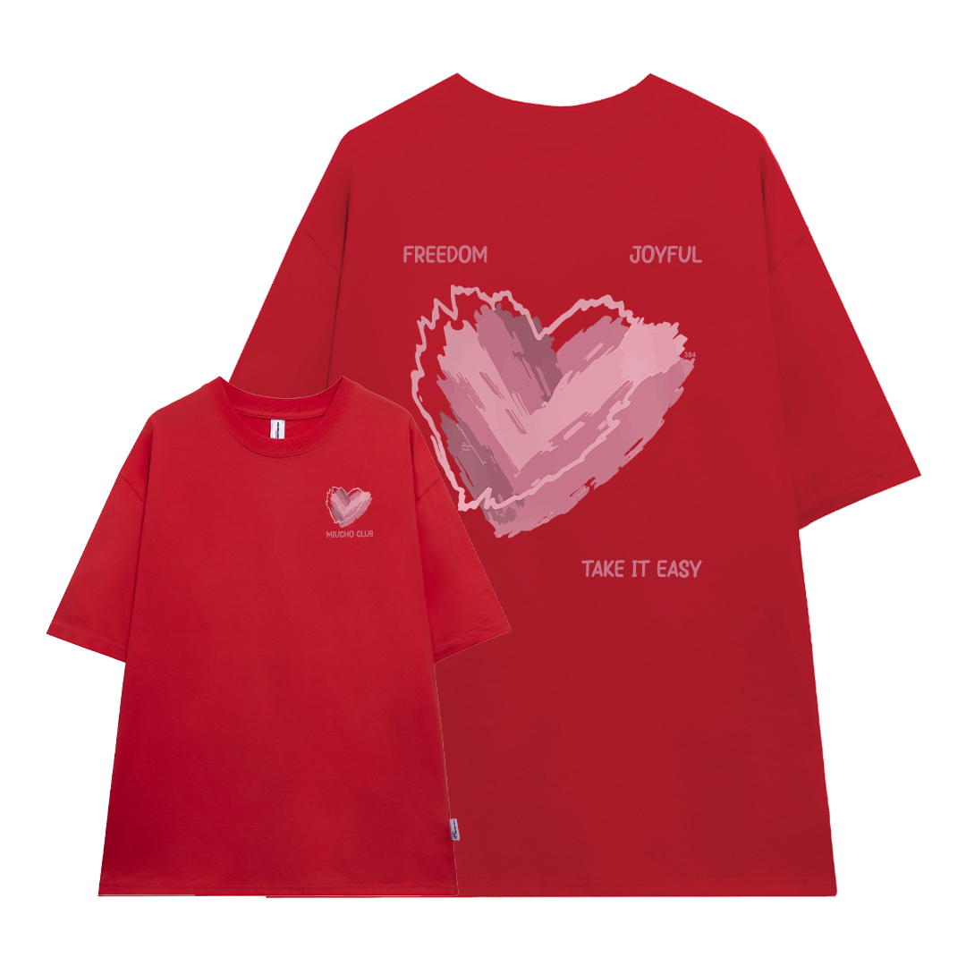 Áo thun nữ form rộng ATD384 Miucho cotton cổ tròn in typography