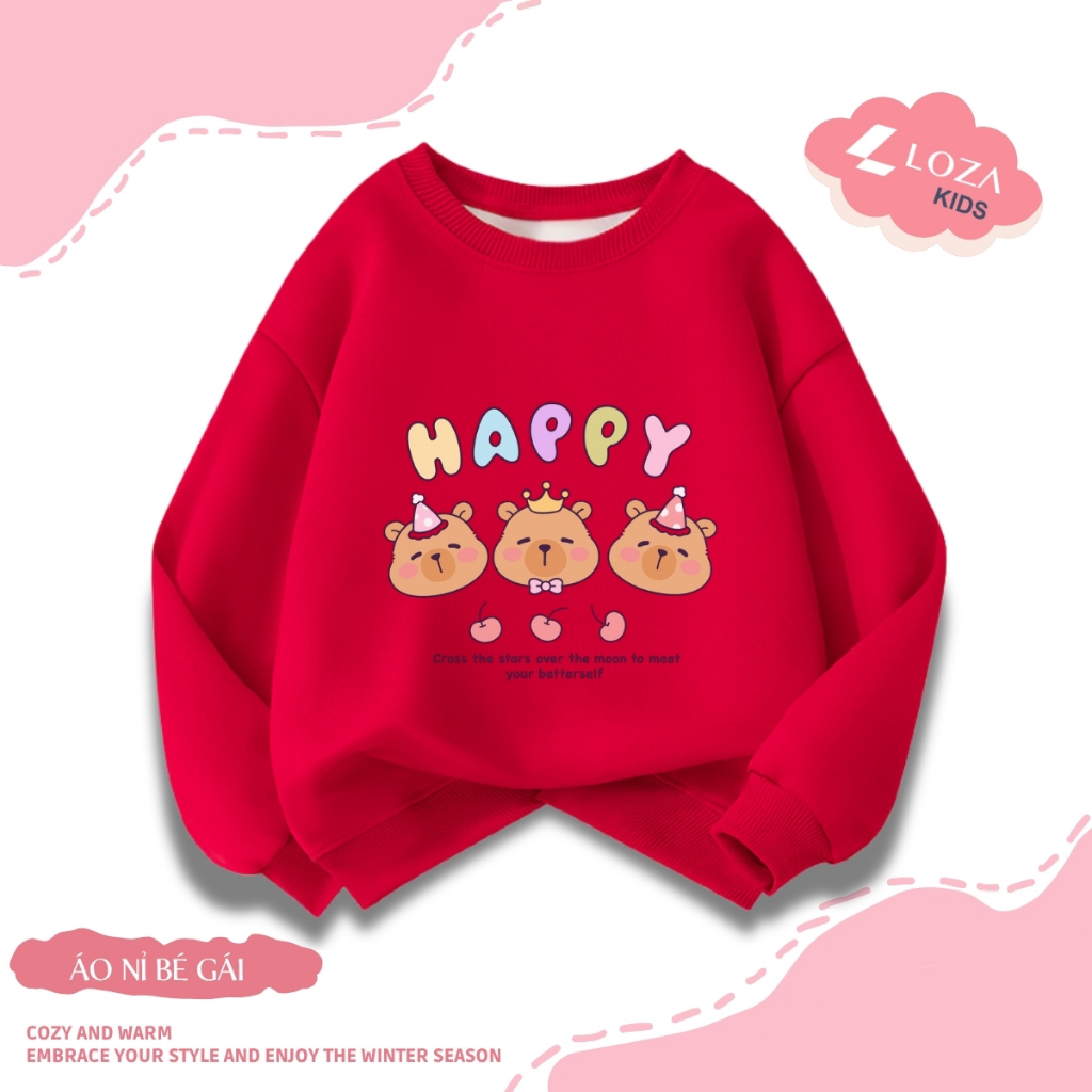 Áo sweater bé gái in hình Capybara - Loza Kids IN004_thumbnail_6