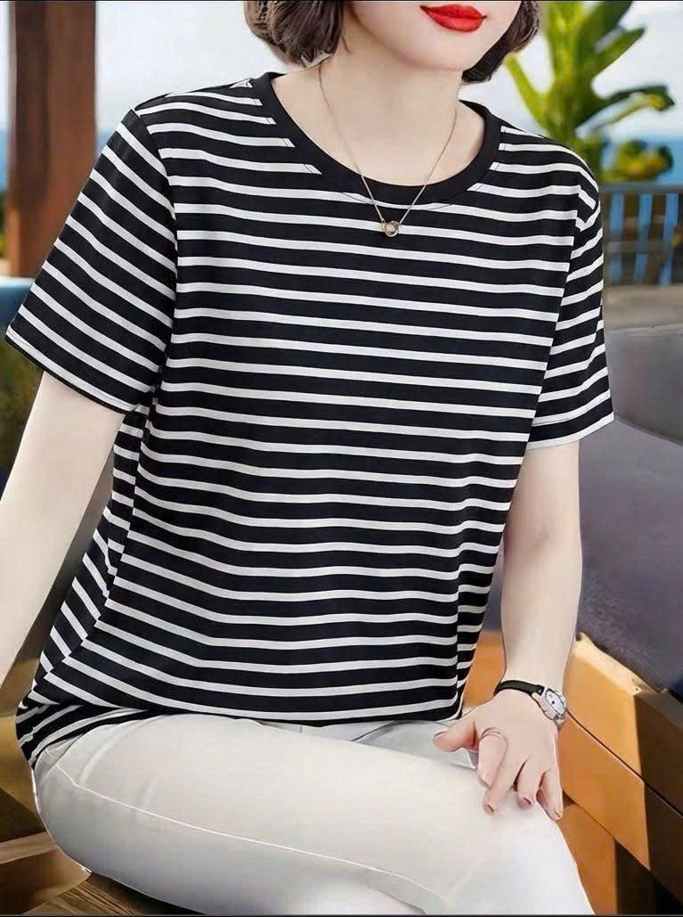 ATF022-Áo Thun Kẻ Sọc Nhỏ