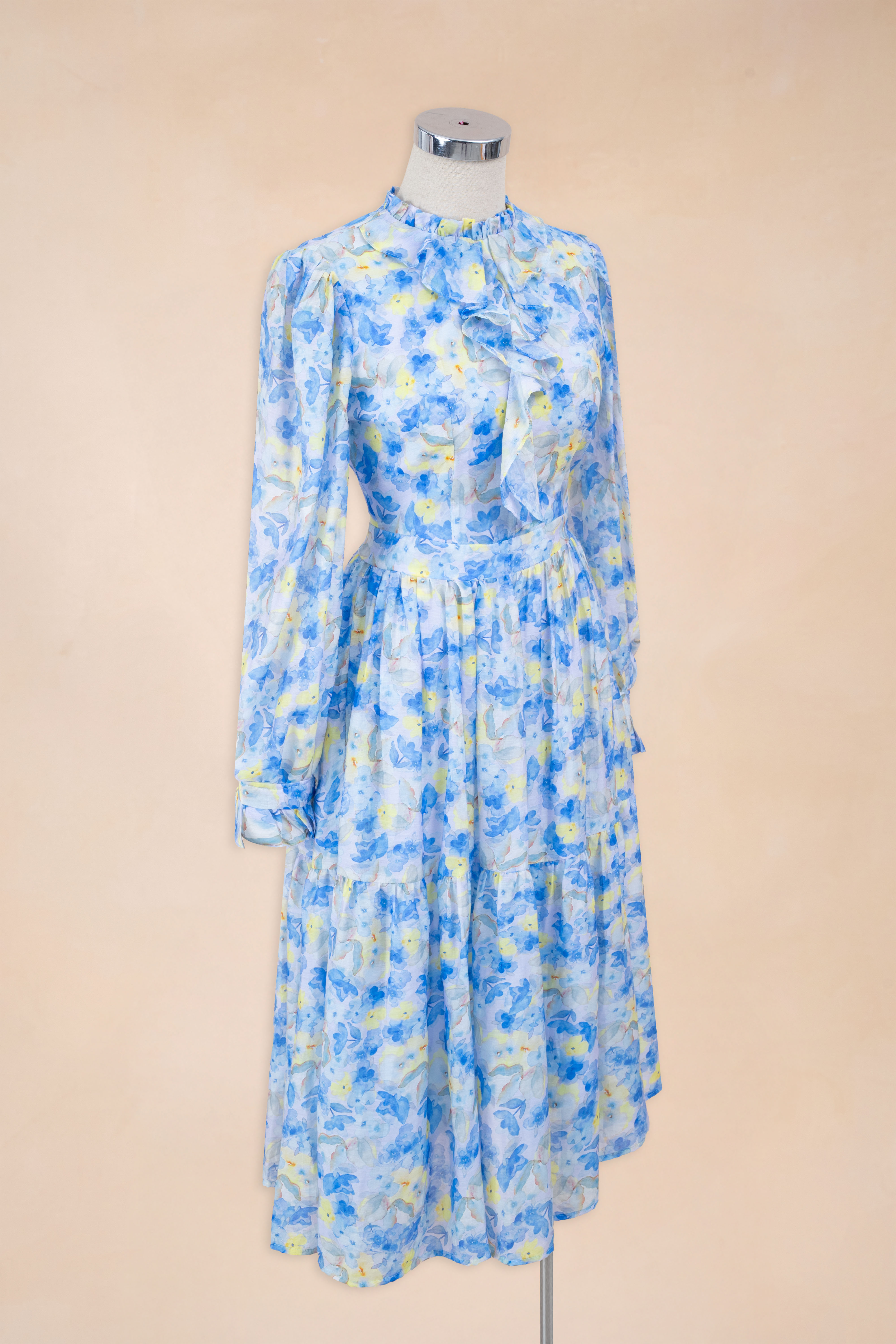 Đầm Hoa Xoè Cổ Bèo Nhún_thumbnail_2