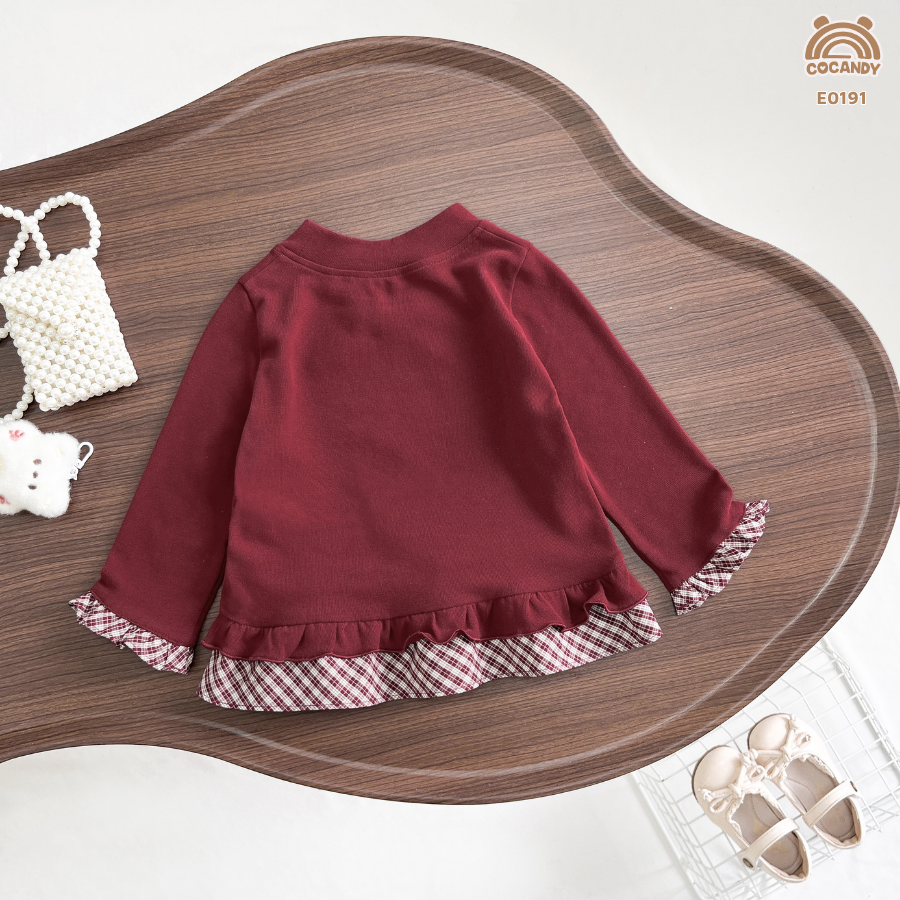 Áo dài ĐỎ phối bèo kẻ caro_thumbnail_6