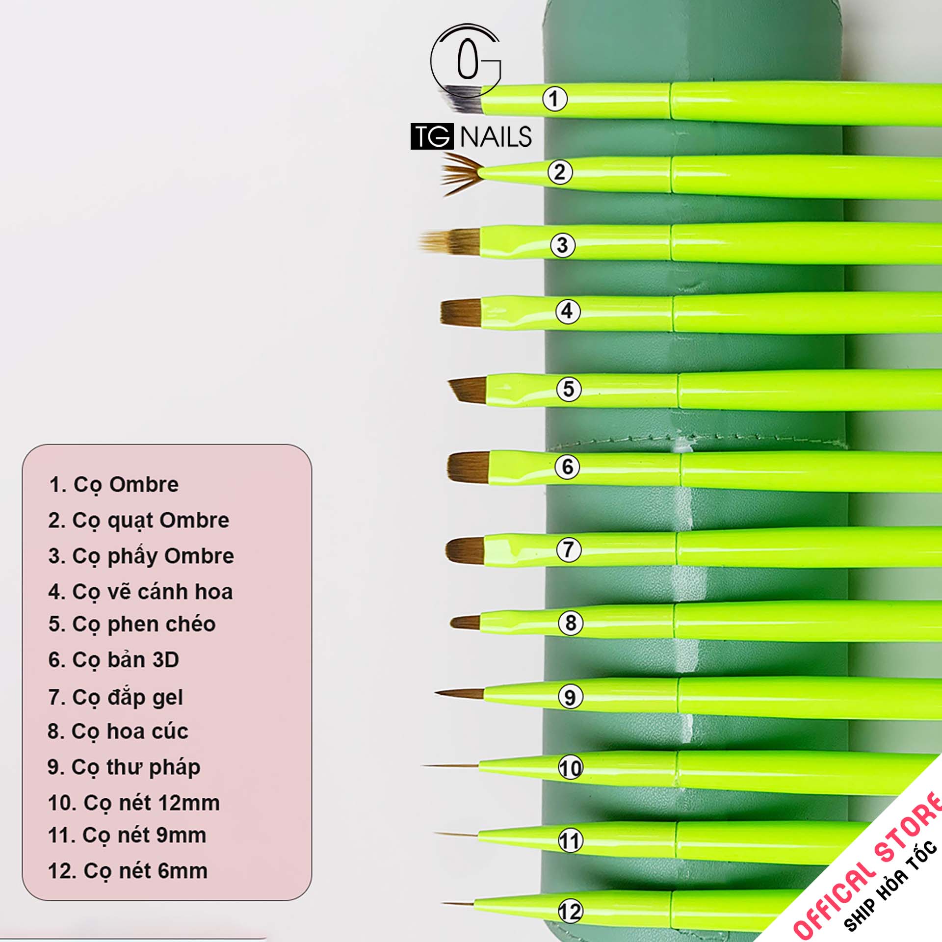 Bộ 12 cây cọ vẽ móng LOIUS cao cấp