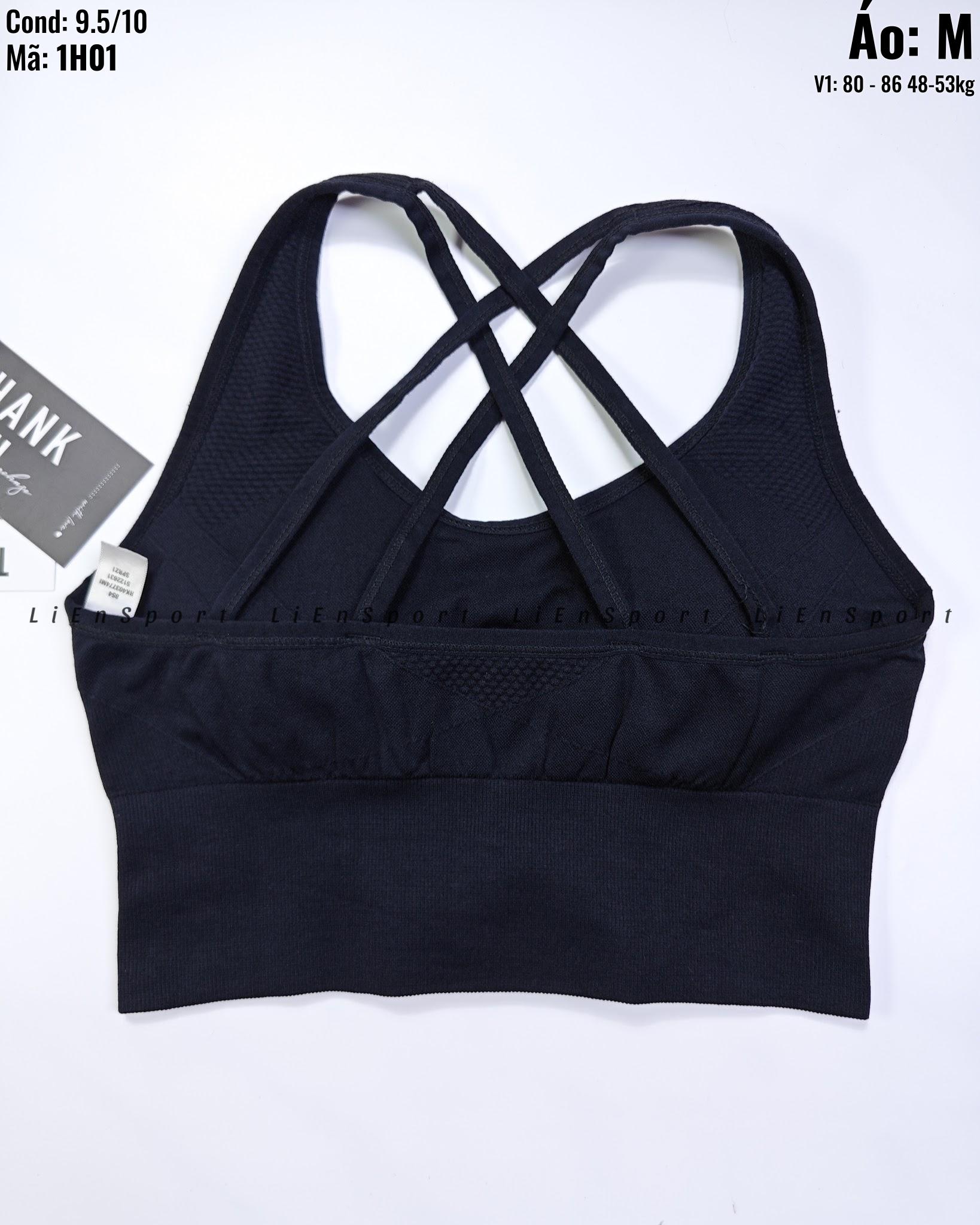 Áo bra thể thao lưng chữ X Nữ Size M Đen Auth 2nd Co giãn 4 chiều Thoáng khí Thấm hút mồ hôi Không gọng Chân ngực bản rộng Phù hợp tập gym yoga Mã:1H01_thumbnail_2
