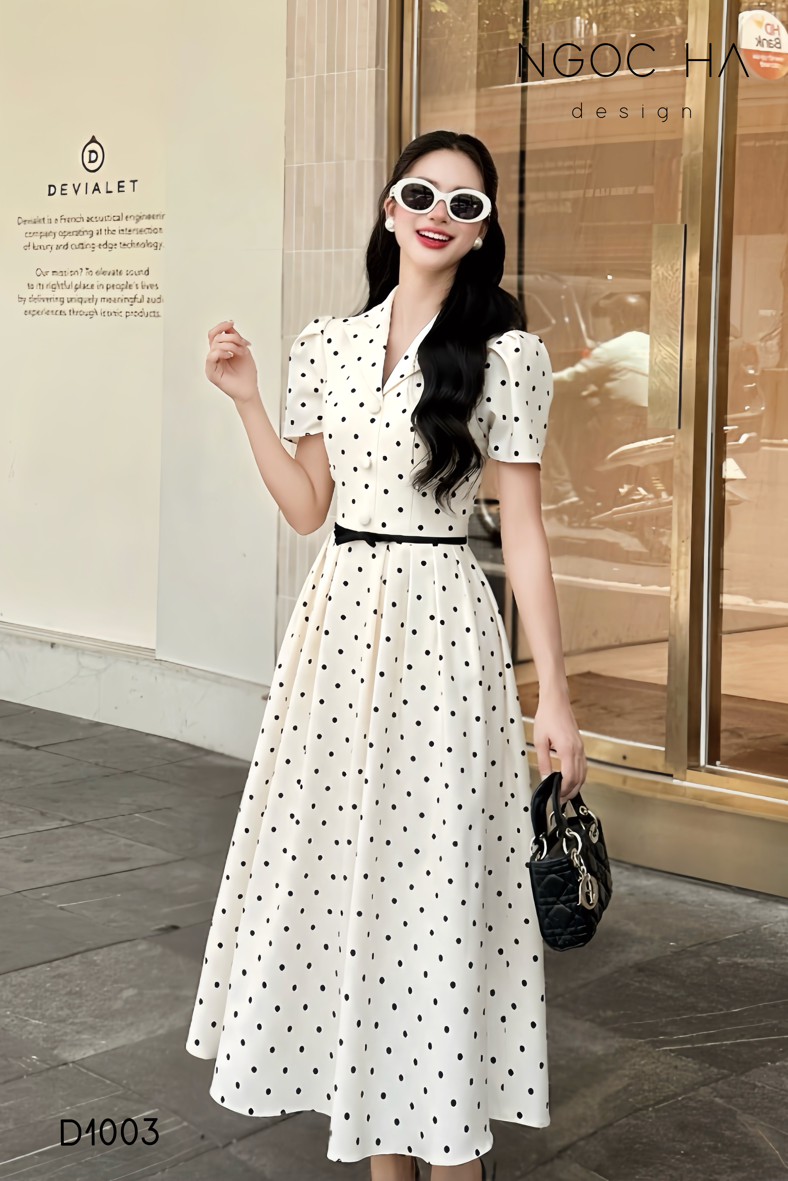 Lamia Dress_ Đầm Chấm Bi Cổ Vest Màu Kem D1003_thumbnail_4