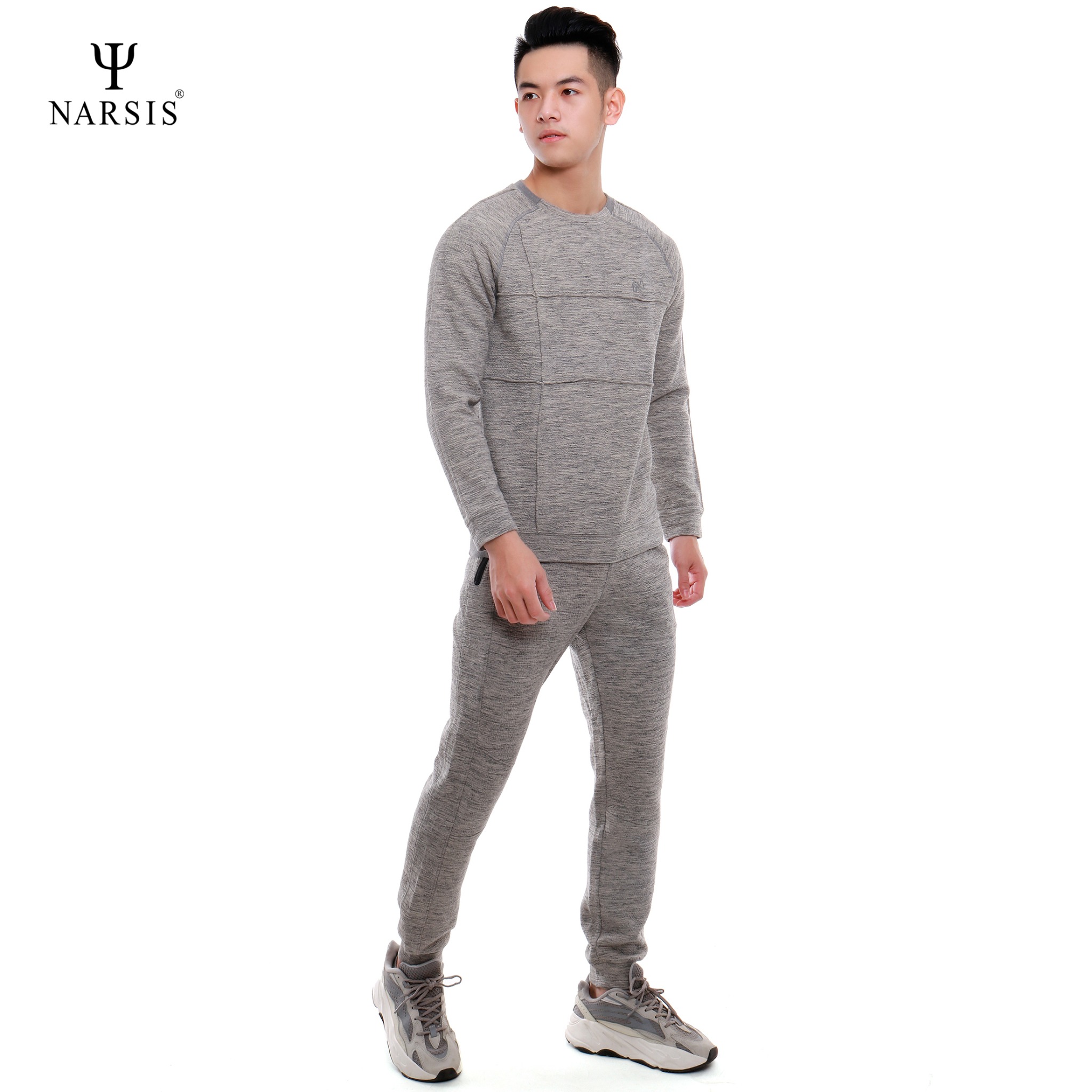 BỘ NAM THU ĐÔNG NARSIS  MÀU GHI E8019 NARSIS CHẤT LIỆU THOÁNG MÁT, DỄ CHỊU, THOẢI MÁI CẢ NGÀY, DỄ...