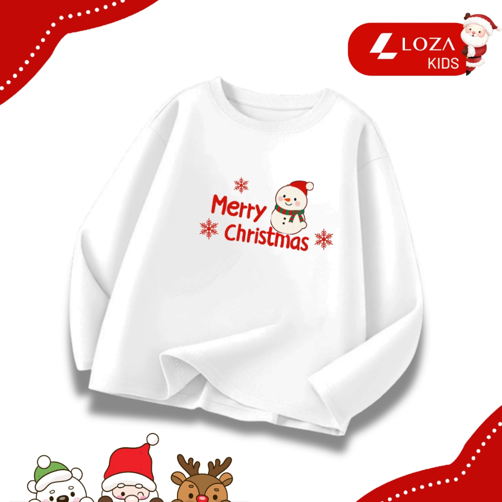 Áo thun dài tay bé trai, bé gái in hình Noel cho bé từ 15-40kg - Áo thu đông trẻ em Loza Kids - KT010_thumbnail_9