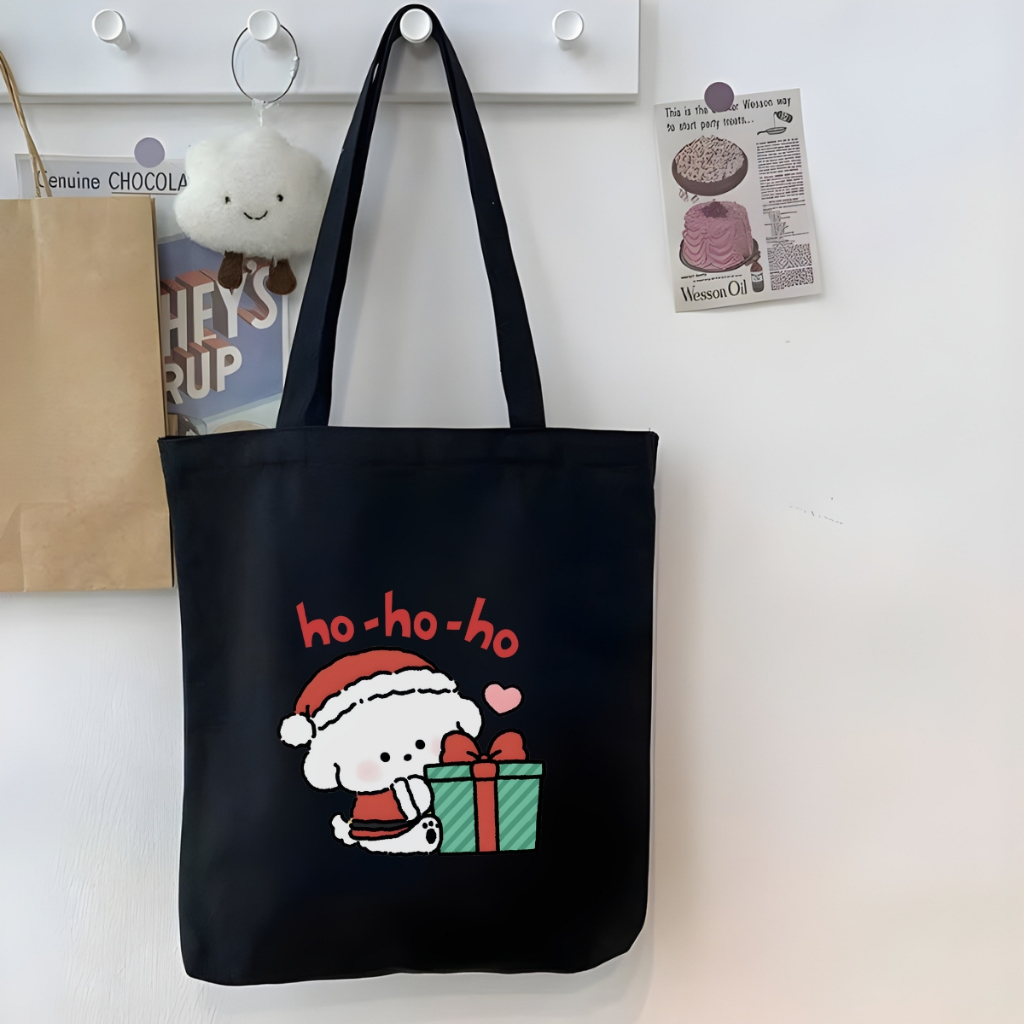 Túi tote vải canvas hình NOEL, Merry Christmas, đeo vai, có khóa kéo và ngăn phụ - WE TEE WTU08_thumbnail_8