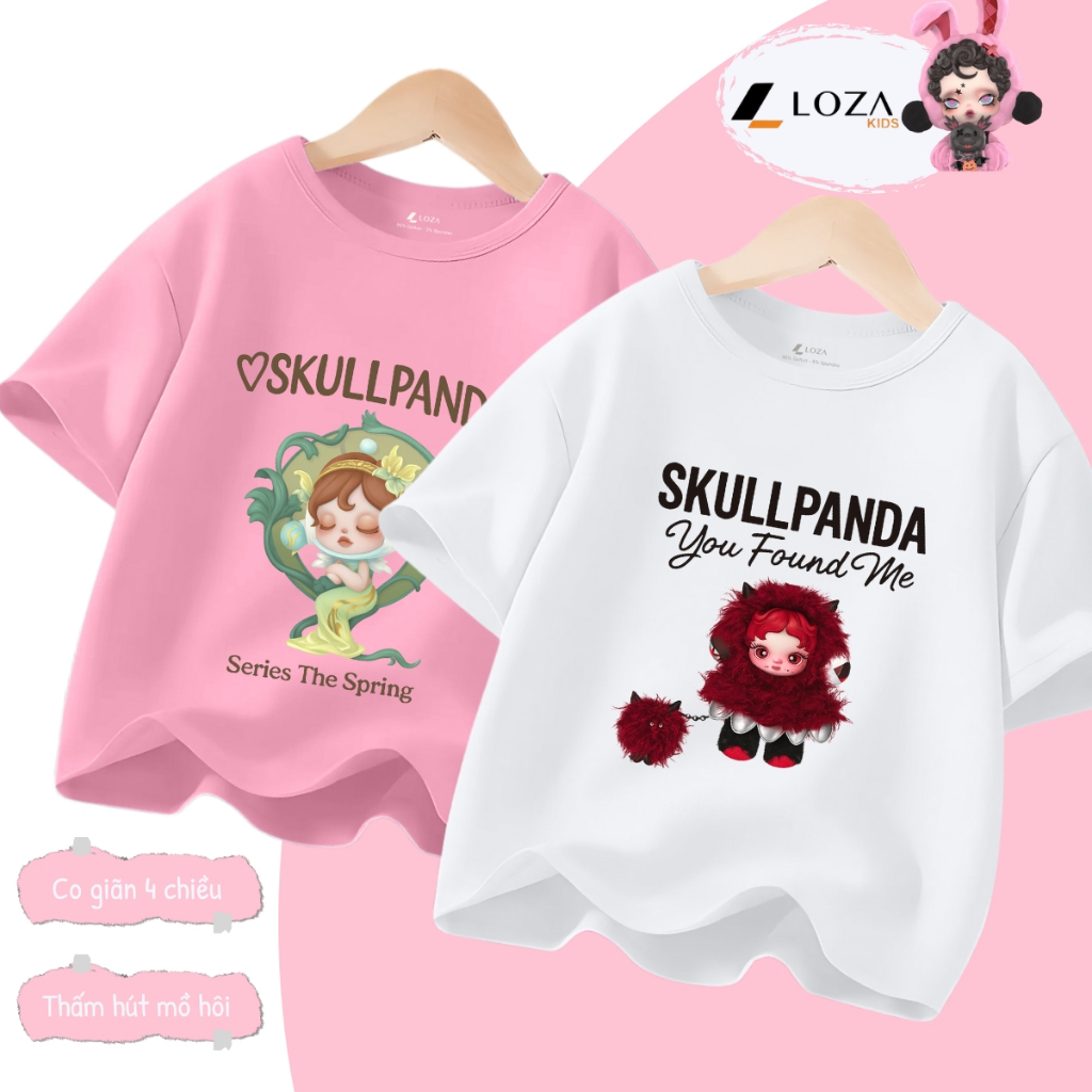 Áo thun bé gái in hình BST SKULLPANDA Hot trend - Loza Kids AT006_thumbnail_0