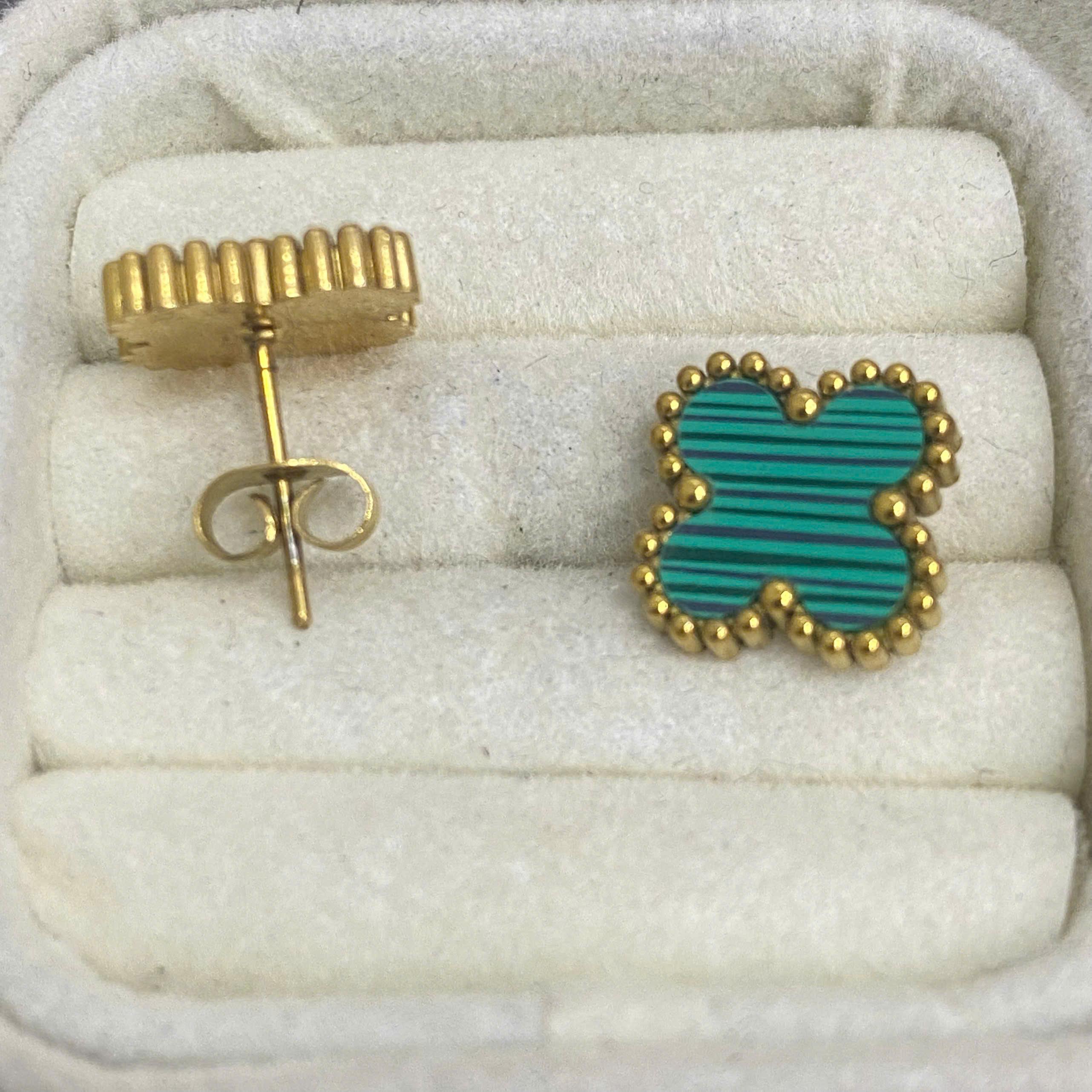 khuyên kiểu cặp cỏ bốn lá màu xanh lá quả dưa viền bi vàng mát mẻ ngọt ngào_thumbnail_1