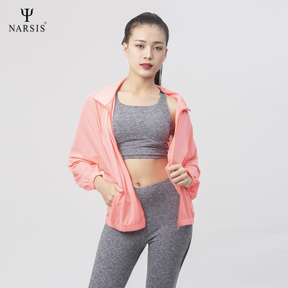 ÁO KHOÁC THỂ THAO NỮ - HỒNG CAM L0020 NARSIS PE NHẸ, THOÁNG KHÍ, THẤM MỒ HÔI, CHẤT LIỆU BỀN, CHỐN..._thumbnail_2