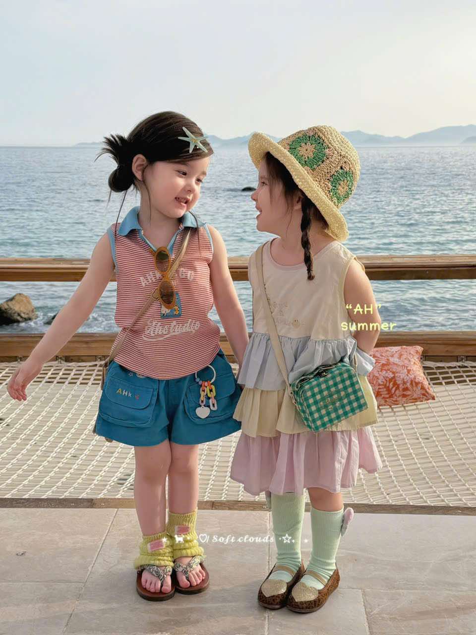 AH11 - Áo sát nách cổ polo sọc cam xanh hãng AH