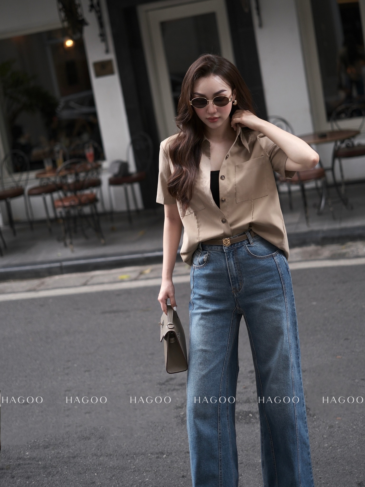 Áo sơ mi kaki cộc tay nắp túi HAGOO_thumbnail_3