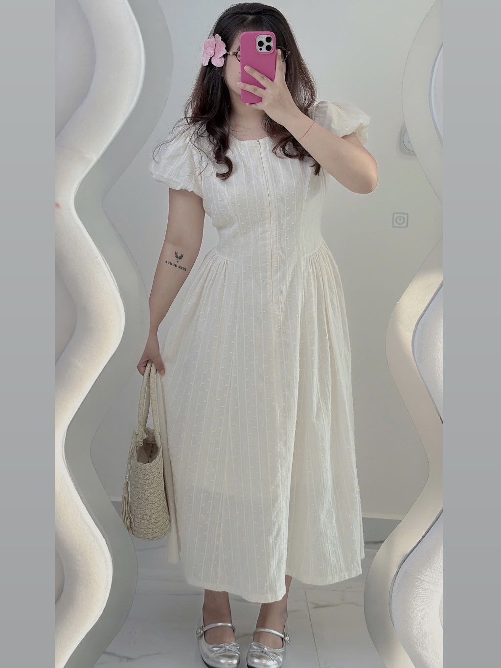 Đầm dáng dài chấm bi kiểu bigsize DA154 dành cho nàng béo mập từ 55-95kg_thumbnail_6