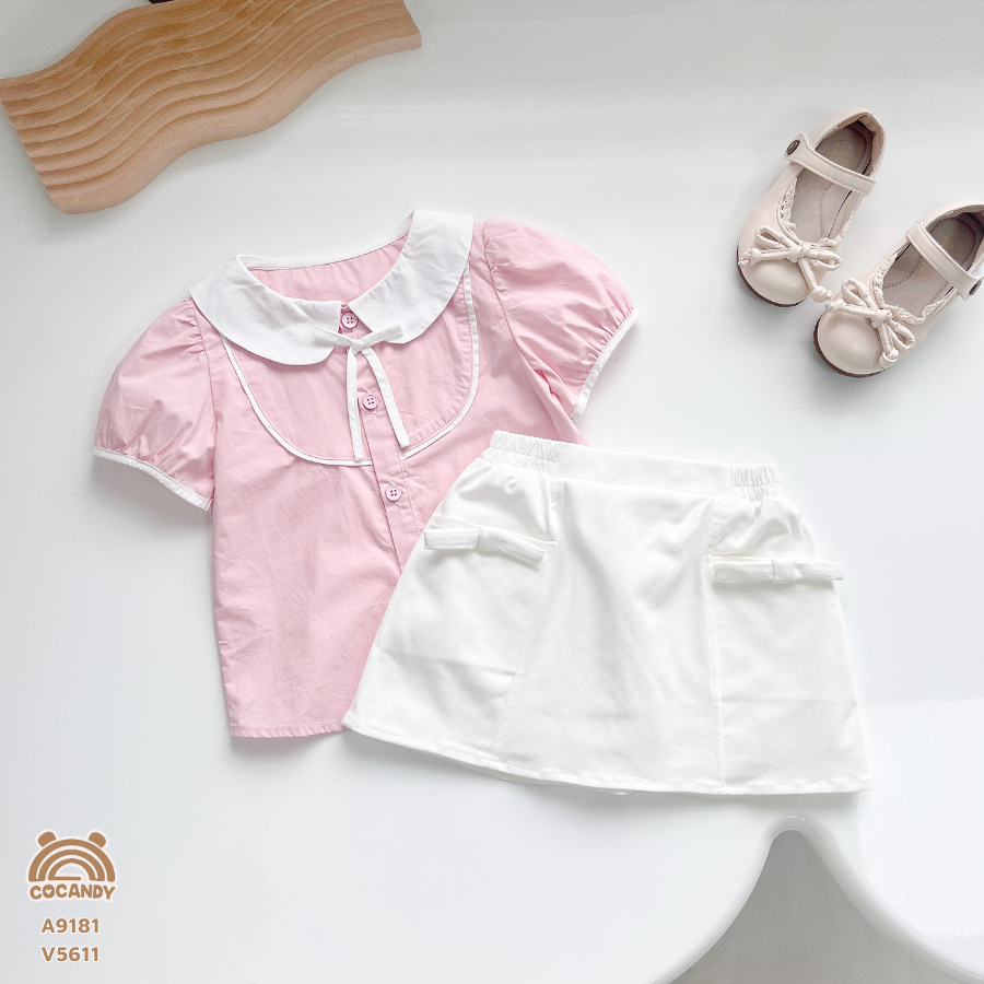 Chân váy cộc TRẮNG chữ A 2 nơ