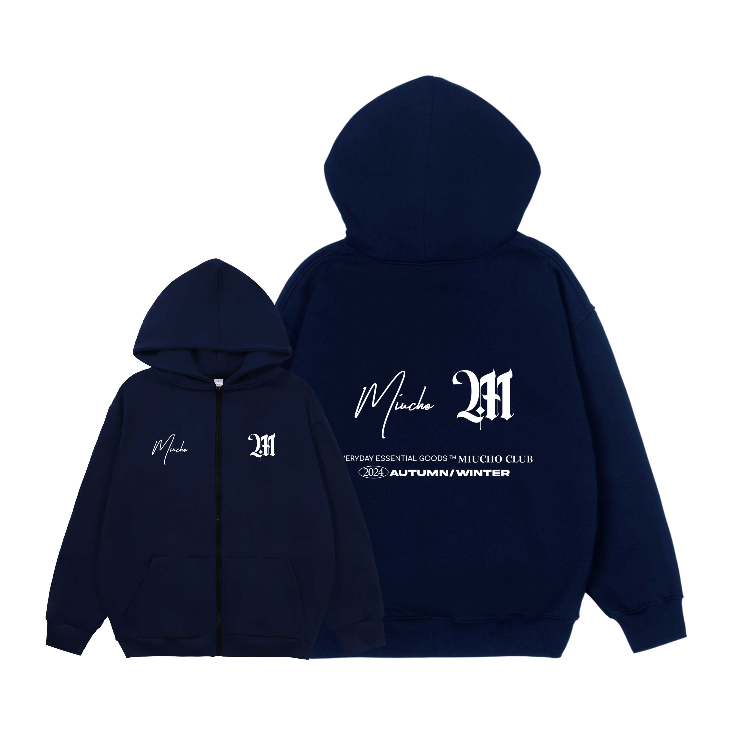 Áo hoodie zip local brand form rộng vải nỉ chân cua HZD1635 Miucho in typography_thumbnail_8