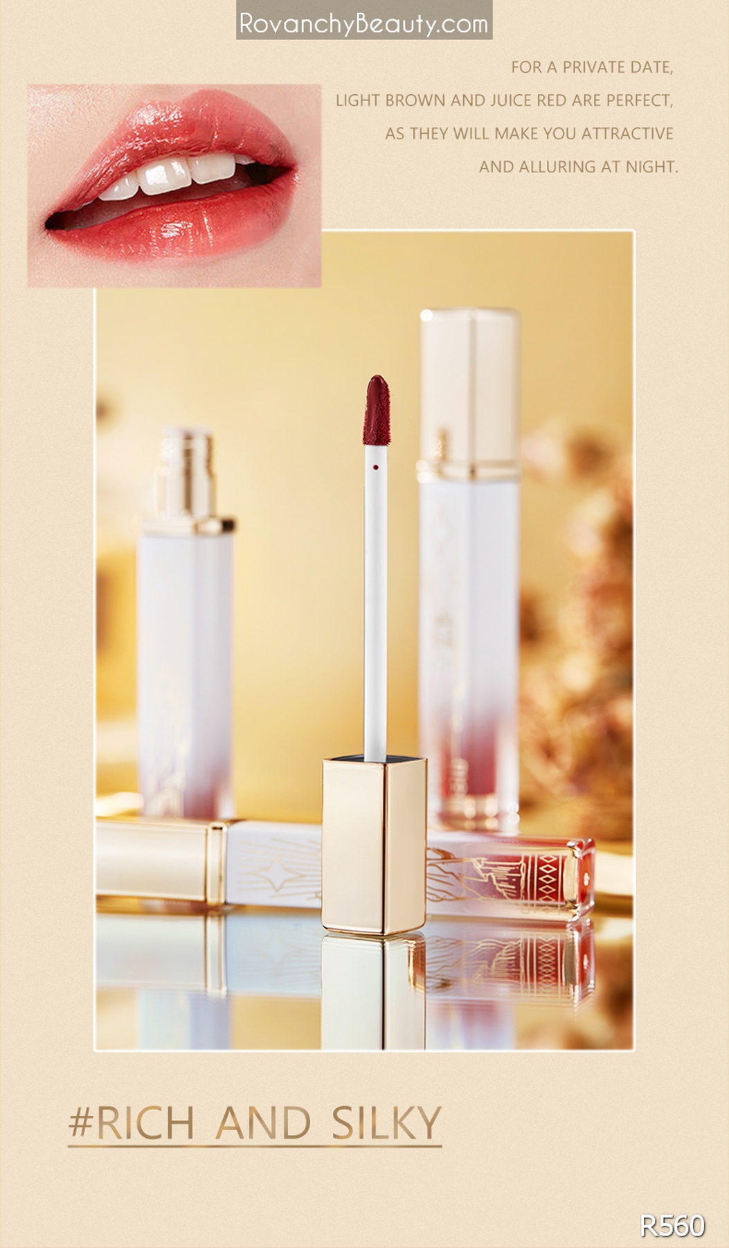 Son Kem Lì R560 ROVANCHY Nữ Hoàng - Không Bám Ly, Lâu Trôi, Màu Sắc Thời Thượng, 3.8g_thumbnail_9