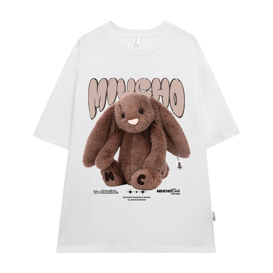 Áo thun thỏ Bunny form rộng local brand ATD1253 Miucho tay ngắn cổ tròn in mix_thumbnail_0