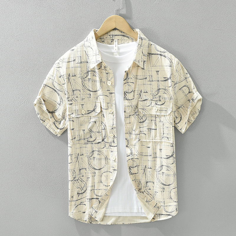 Áo Sơ Mi Nam Ngắn Tay In Hình Phong Cách Nhật Bản – Form Rộng Nghệ Thuật Thời Trang Đa Năng