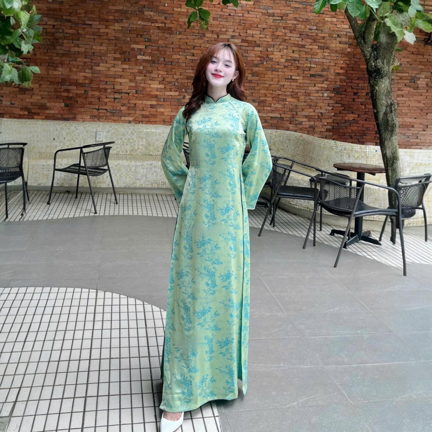 Áo Dài Cách Tân Nữ Dáng Suông Tay Dài Giả Cổ Phục Tơ Hoa MM05_thumbnail_2