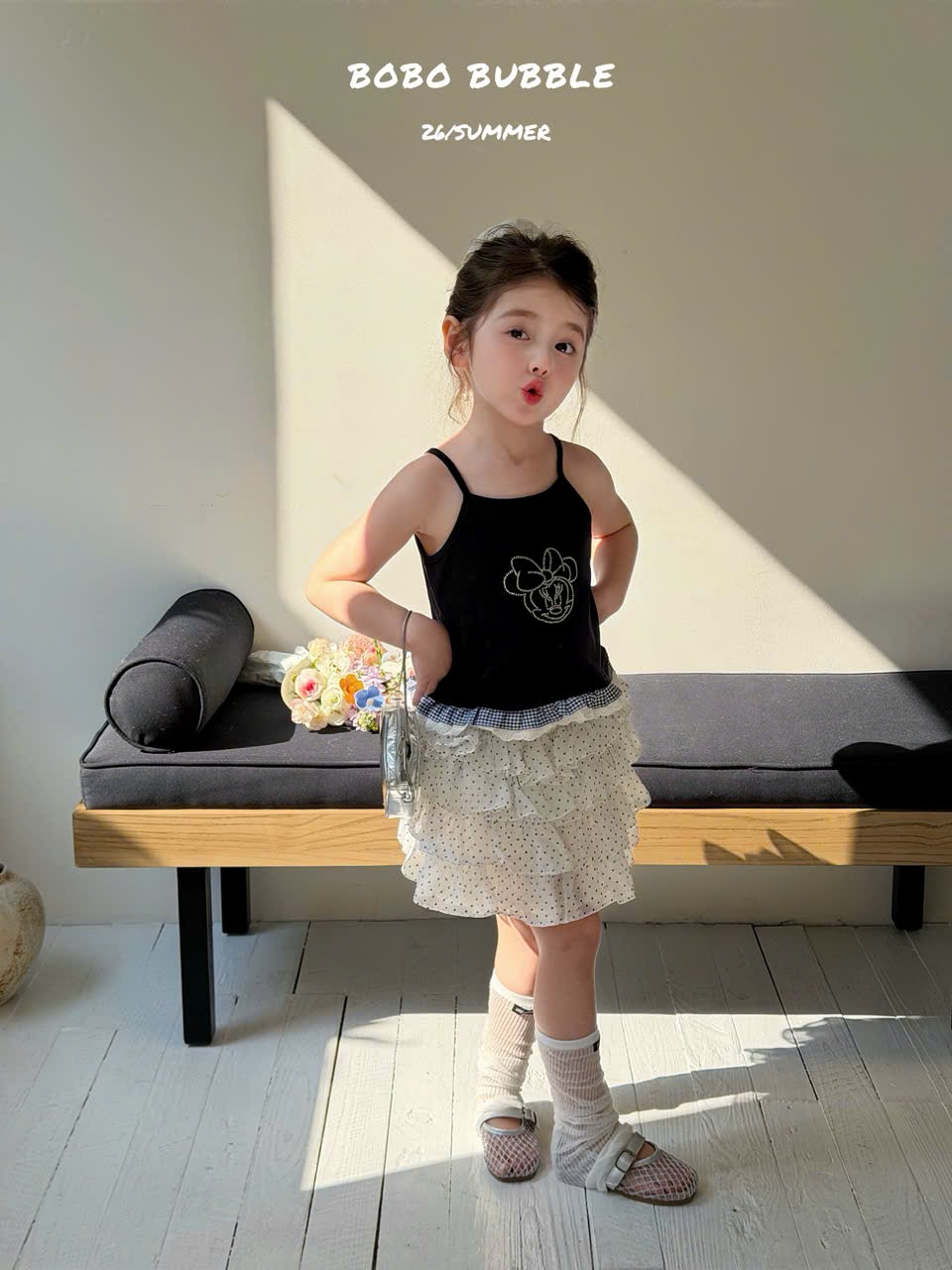 C197 - Chân váy voan bi bèo tầng hãng Bobo Bubble (Sz90-140)