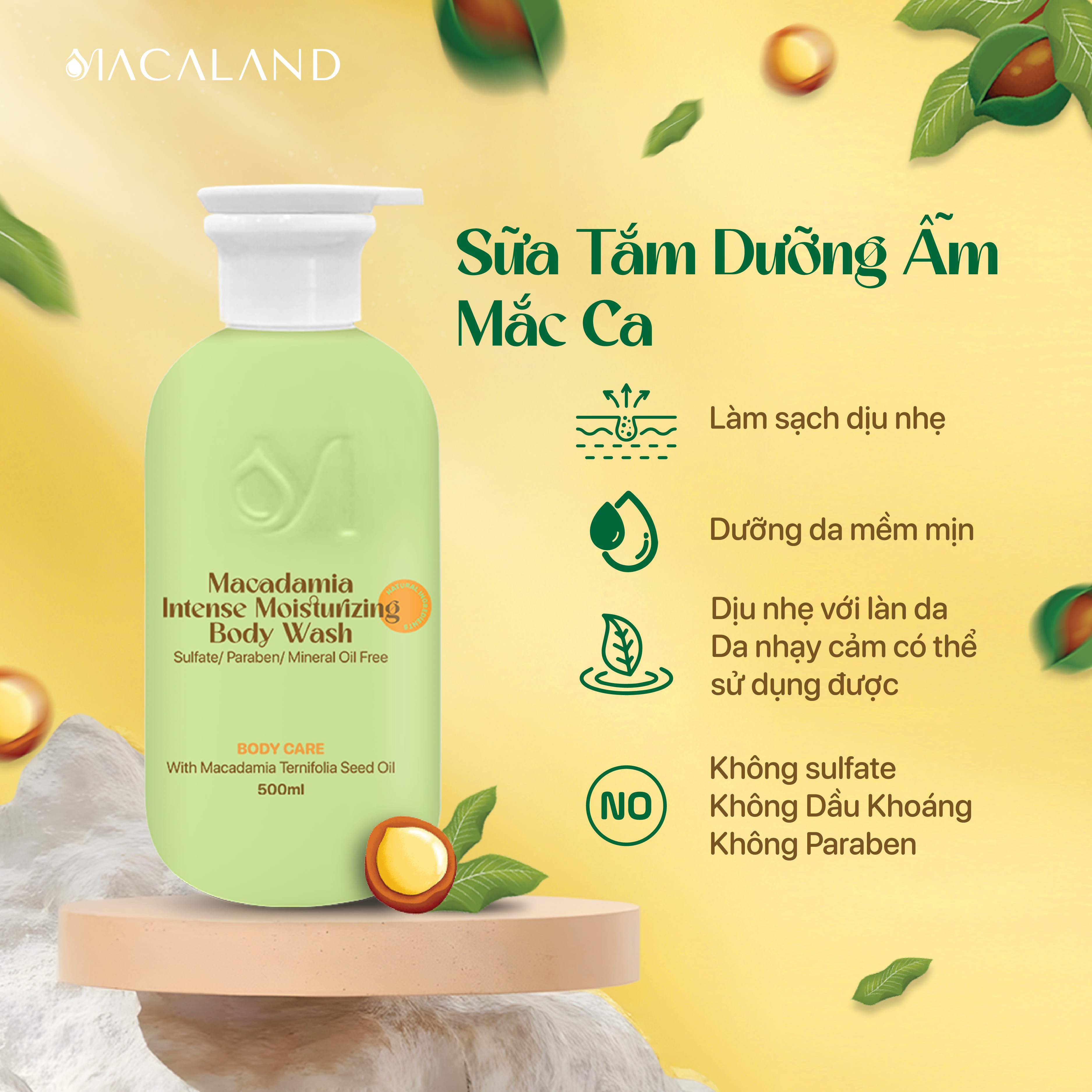 Sữa Tắm Dưỡng Ẩm Mắc Ca MACALAND 250ml Không Sulfate, Cấp Ẩm, Dưỡng Da Sáng Mịn_thumbnail_8