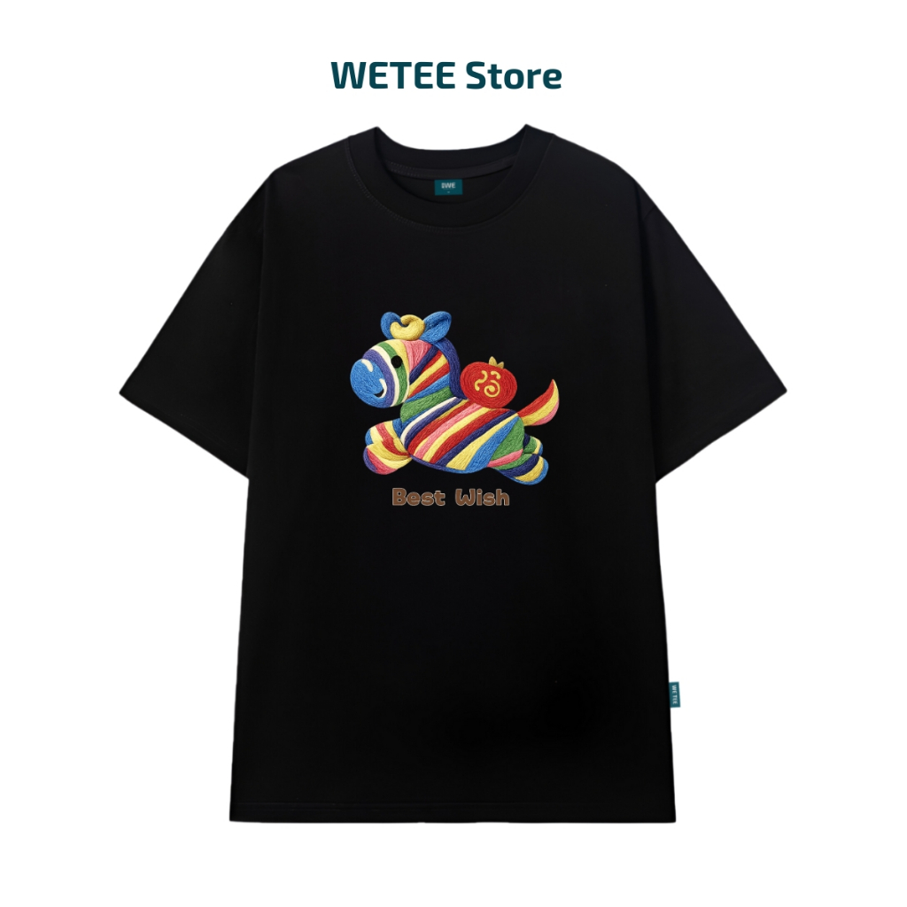 Áo thun Tết 2026 hình chú ngựa Best Wish dáng oversized rộng nam nữ local brand WE TEE - WU1121_thumbnail_3