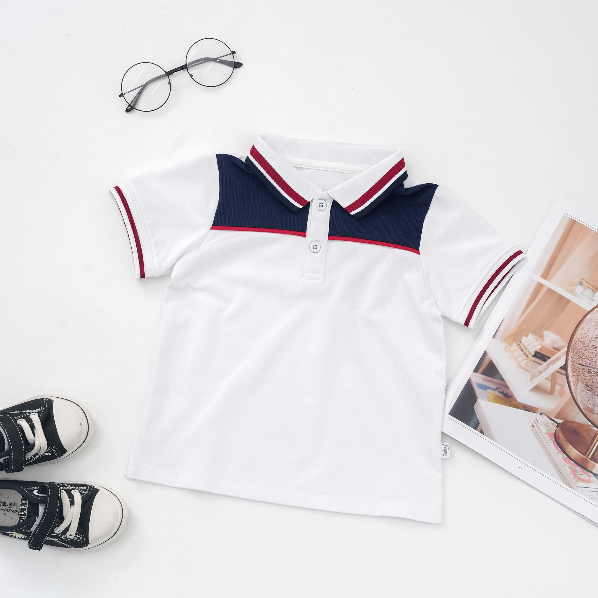 Áo polo can ngực kẹp lé phối vải_thumbnail_2