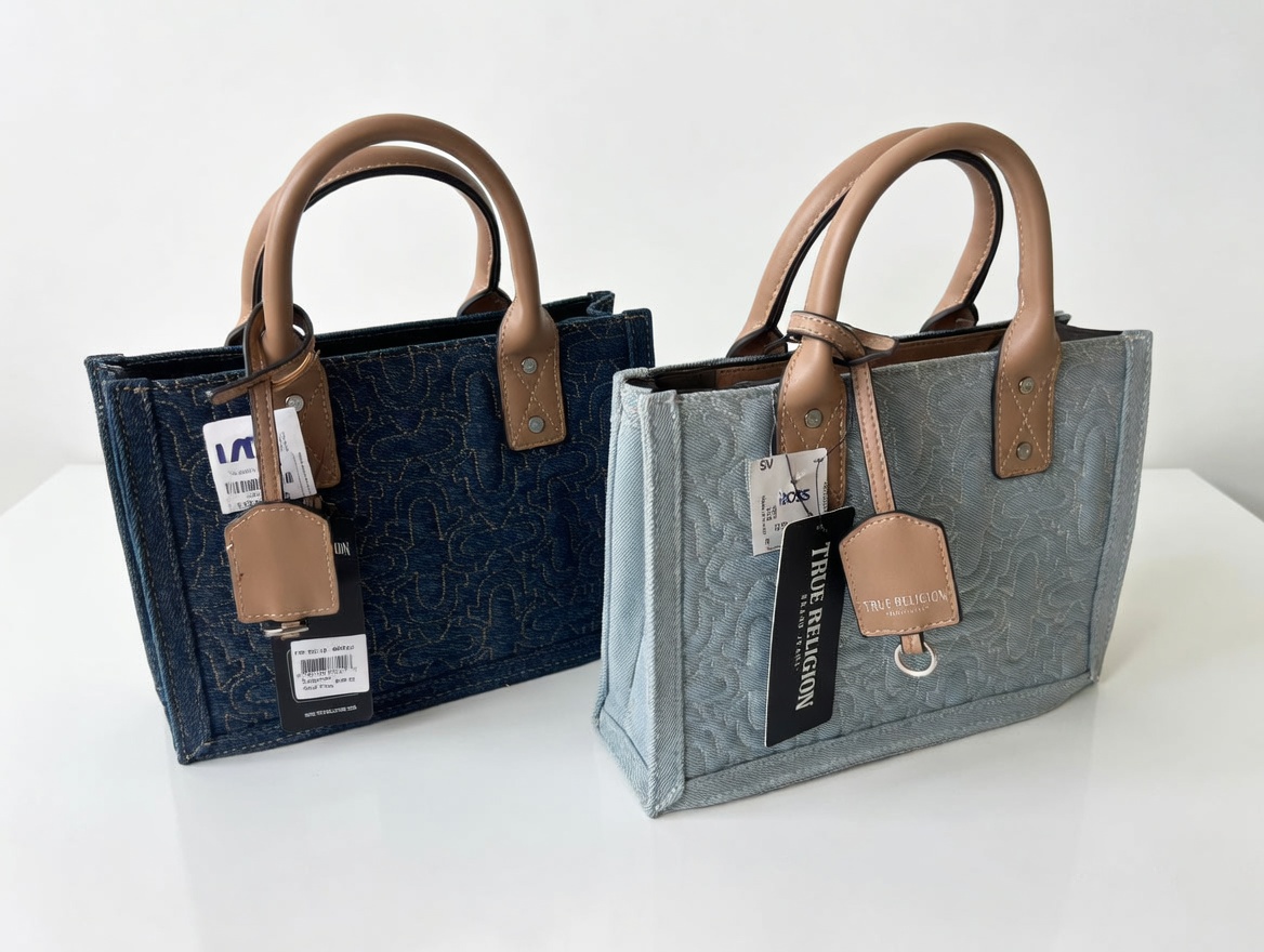 Túi Xách Nữ Denim True Religion Cao Cấp – Phối Da Sang Trọng, Form Cứng Cá Tính