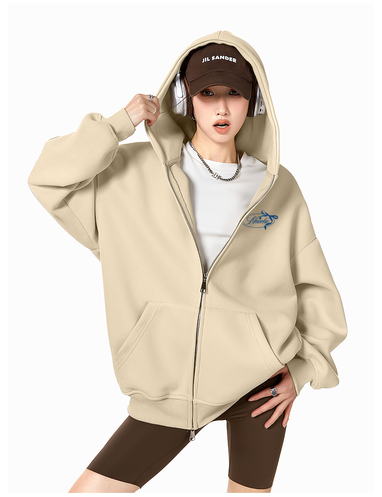 Áo hoodie zip local brand form rộng vải nỉ chân cua HZD1641 Miucho in typography_thumbnail_4