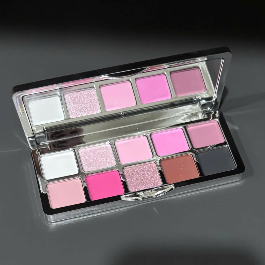 [SHE DELLA] Bảng phấn mắt 10 ô She Della tone hồng đen kèm gương tiện lợi_thumbnail_2