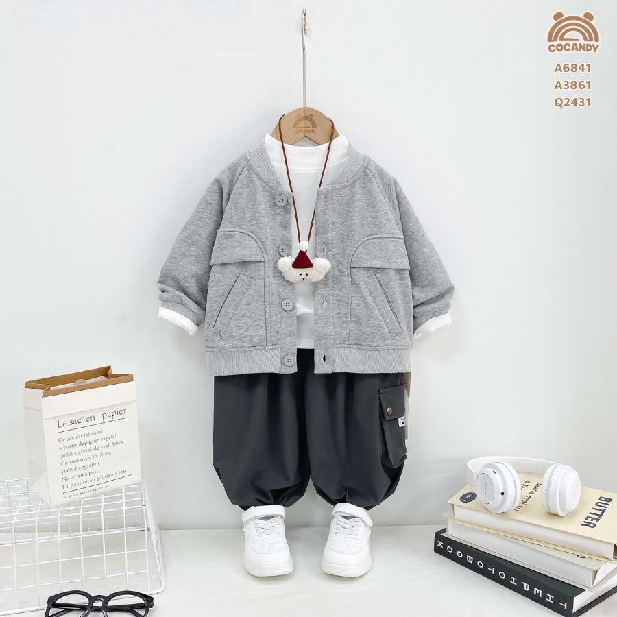 Áo khoác bomber XÁM NHẠT súp túi_thumbnail_2