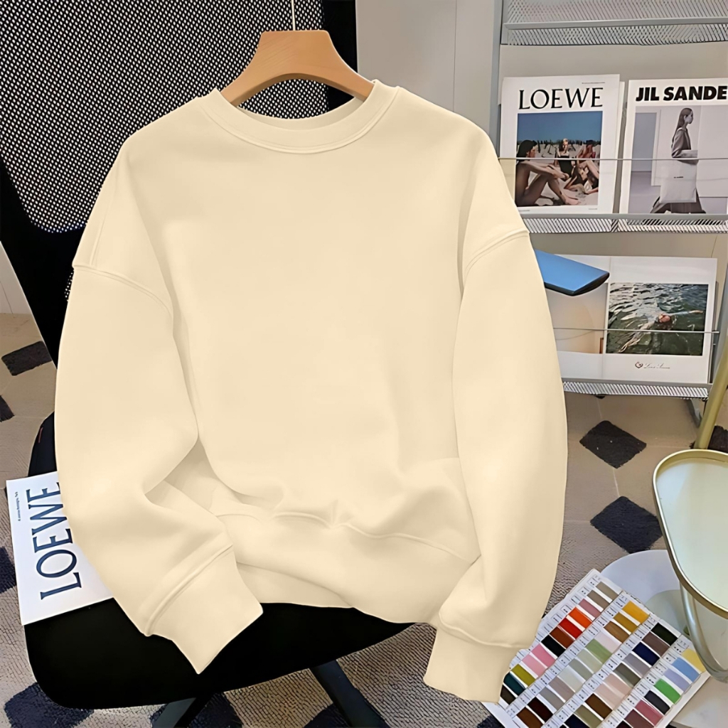 Áo sweater nam nữ in chữ 3 màu đen,trắng,be - Áo nỉ thu đông dáng rộng - Loza G0232_thumbnail_9