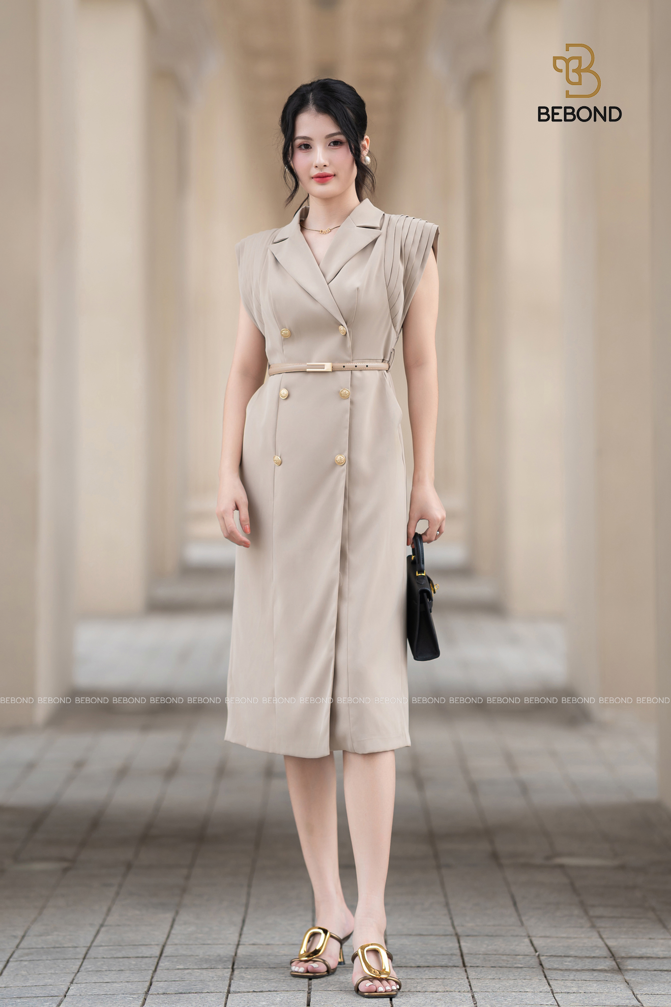 Đầm tay kiểu CLEOPATRA màu BE_thumbnail_2