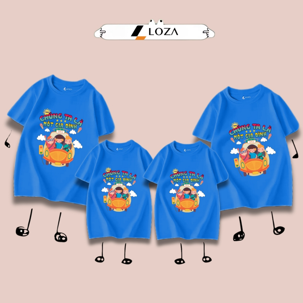 Áo phông gia đình LOZA KIDS chúng ta là một gia đình 2025 - Áo đồng phục gia đình du lịch biển – Mã GĐ3141_thumbnail_2