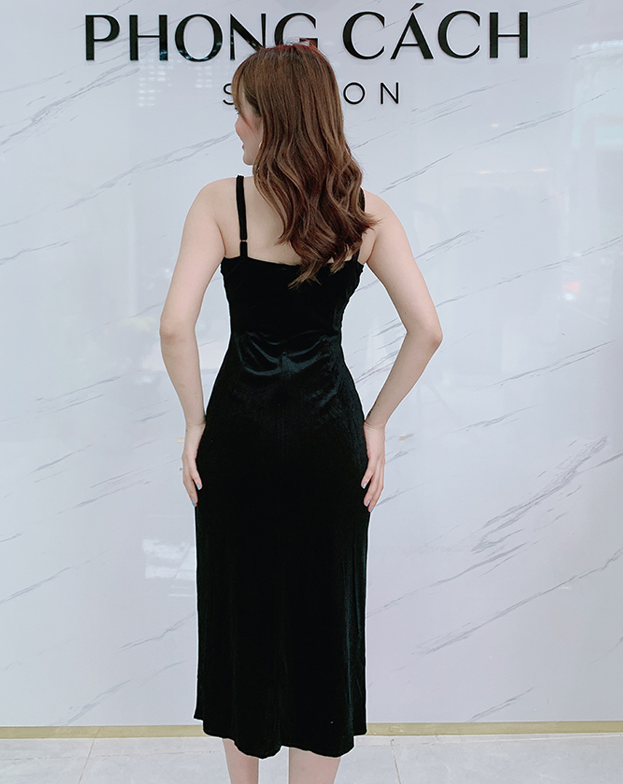 Đầm Nhung thiết kế 2 dây xẻ đùi_thumbnail_4