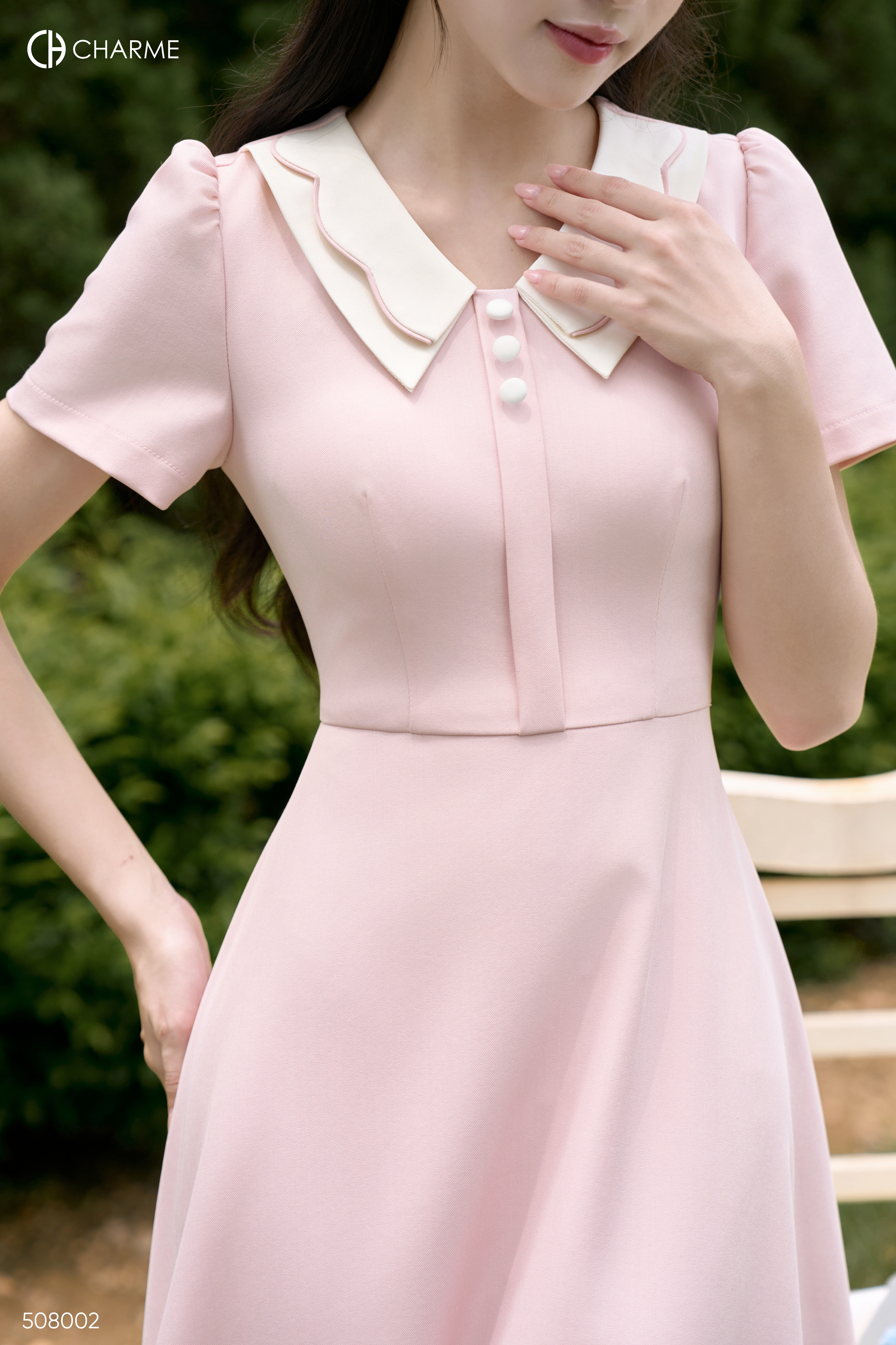 Váy cộc tay cổ 2 lớp viền sóng_thumbnail_2