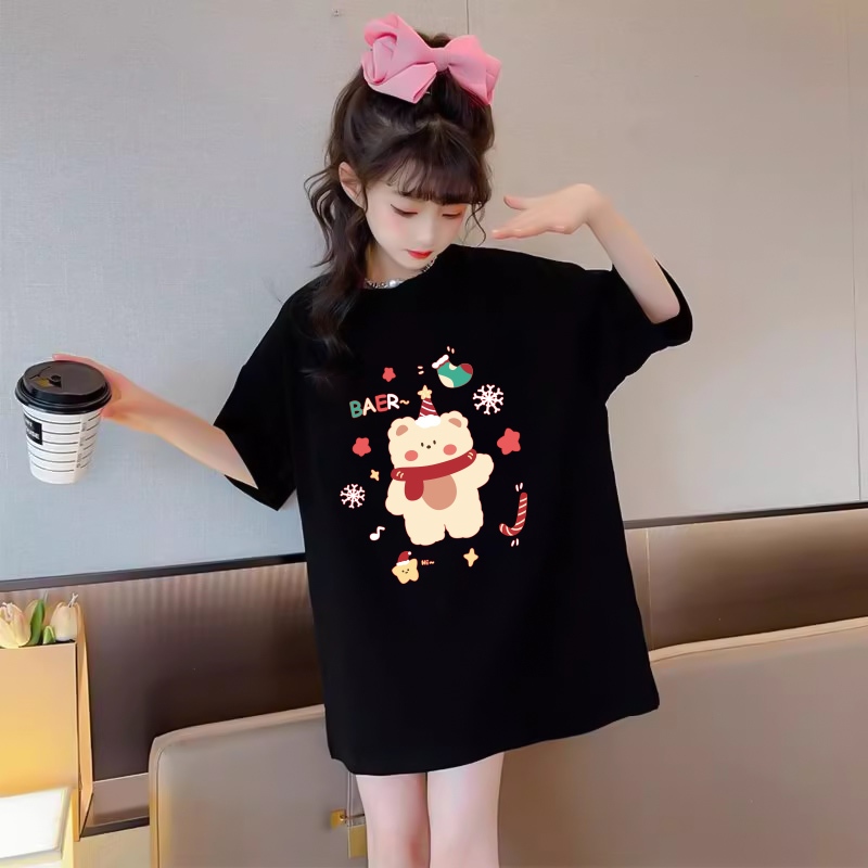 Áo thun bé gái hình gấu form rộng AED689 Miucho Kid 100% vải cotton thoáng mát basic_thumbnail_2
