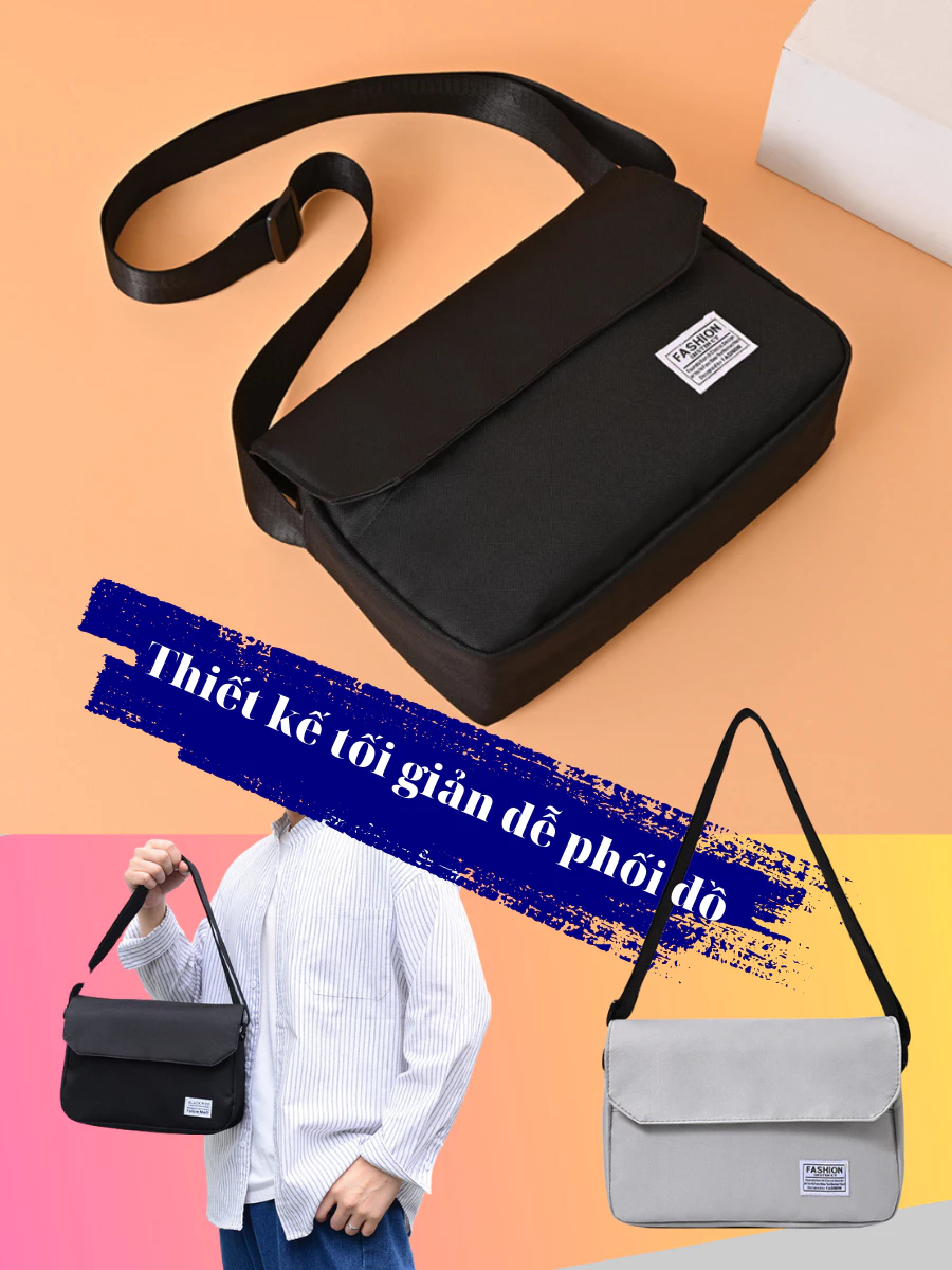 Túi đeo chéo đi học nam nữ vải canvas chống nước thời trang Hàn Quốc_thumbnail_2