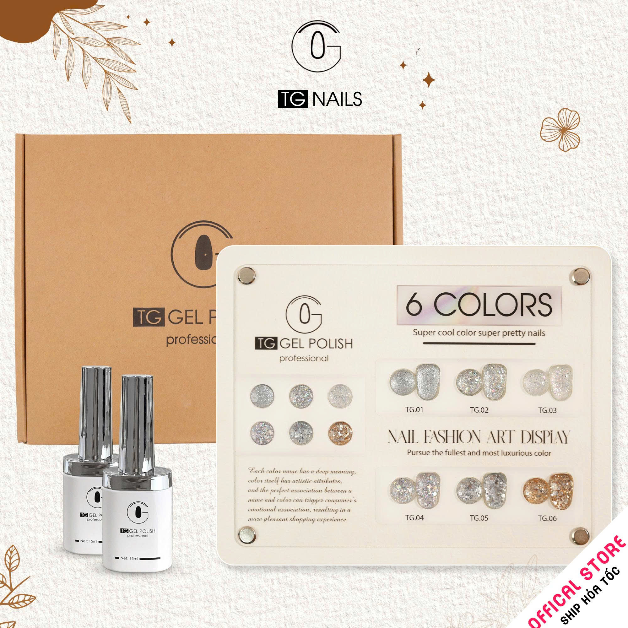 Set sơn gel 6 màu Nhũ Siêu Sáng TG