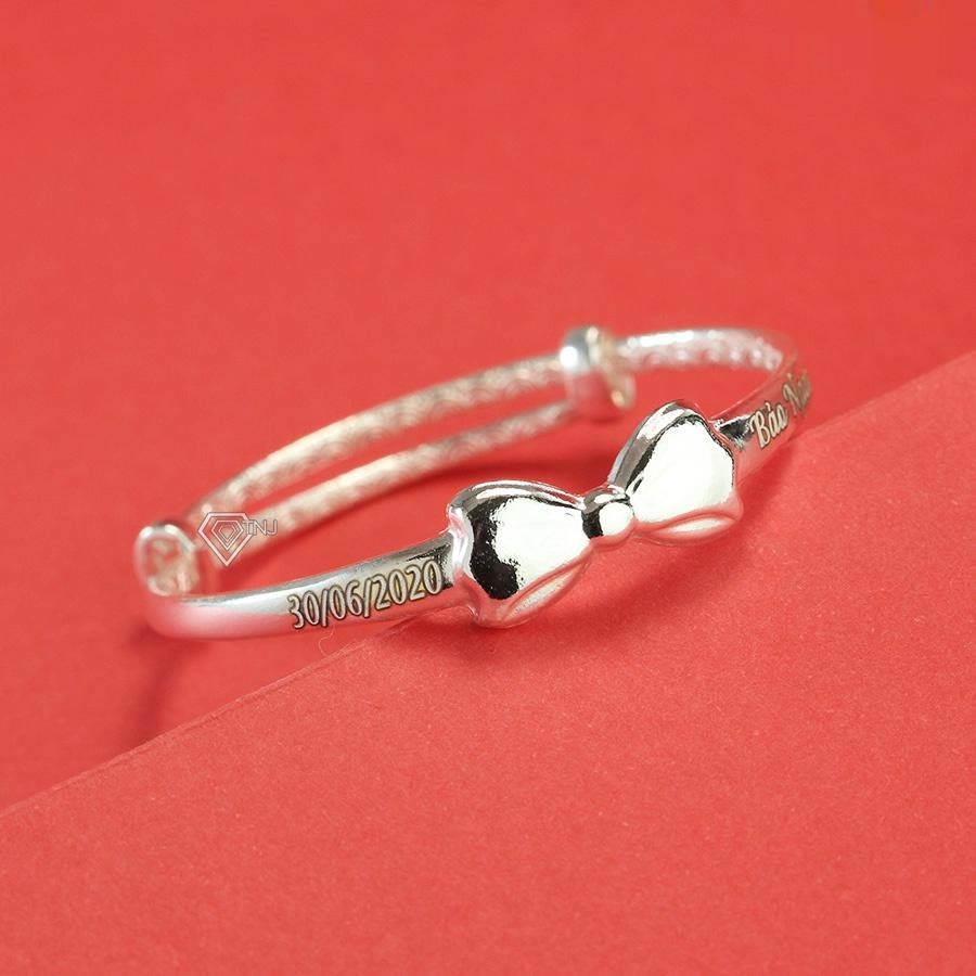 Lắc tay bạc cho bé gái hình nơ khắc tên TS0468_thumbnail_1