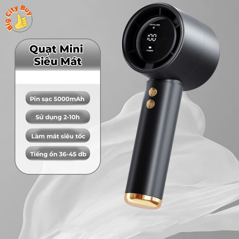 [RẺ VÔ ĐỊCH] Quạt mini cầm tay M2 5000mAh di động màn hình hiển thị pin có thể sạc gió mạnh 100 tốc độ turbo phản lực_thumbnail_1