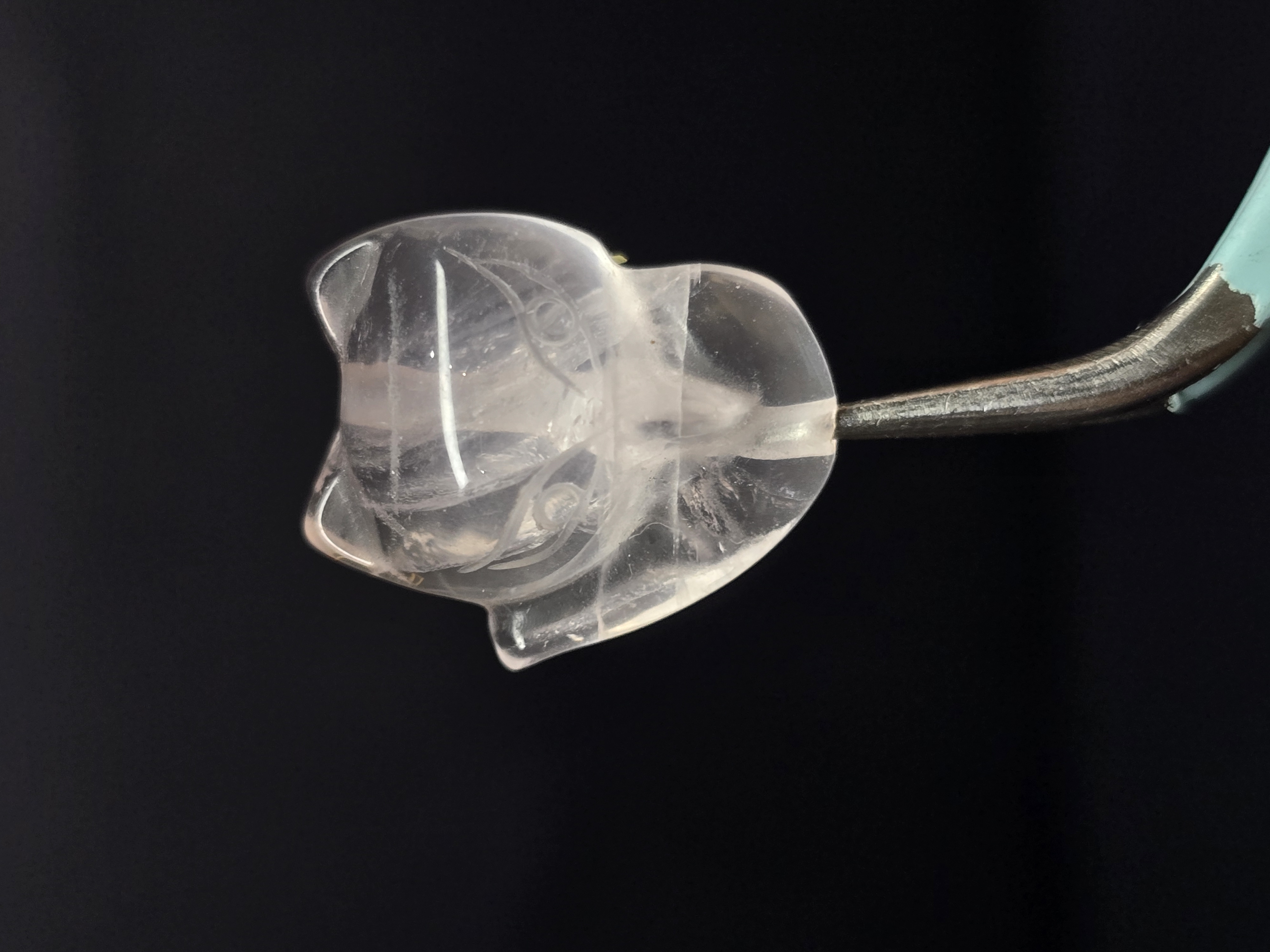 Charm Hạt Lẻ Thạch Anh Hồng - Hồ Ly Nhất Vỹ Dẹt (Đã Xỏ Lỗ - Bán Lẻ 1 Viên)