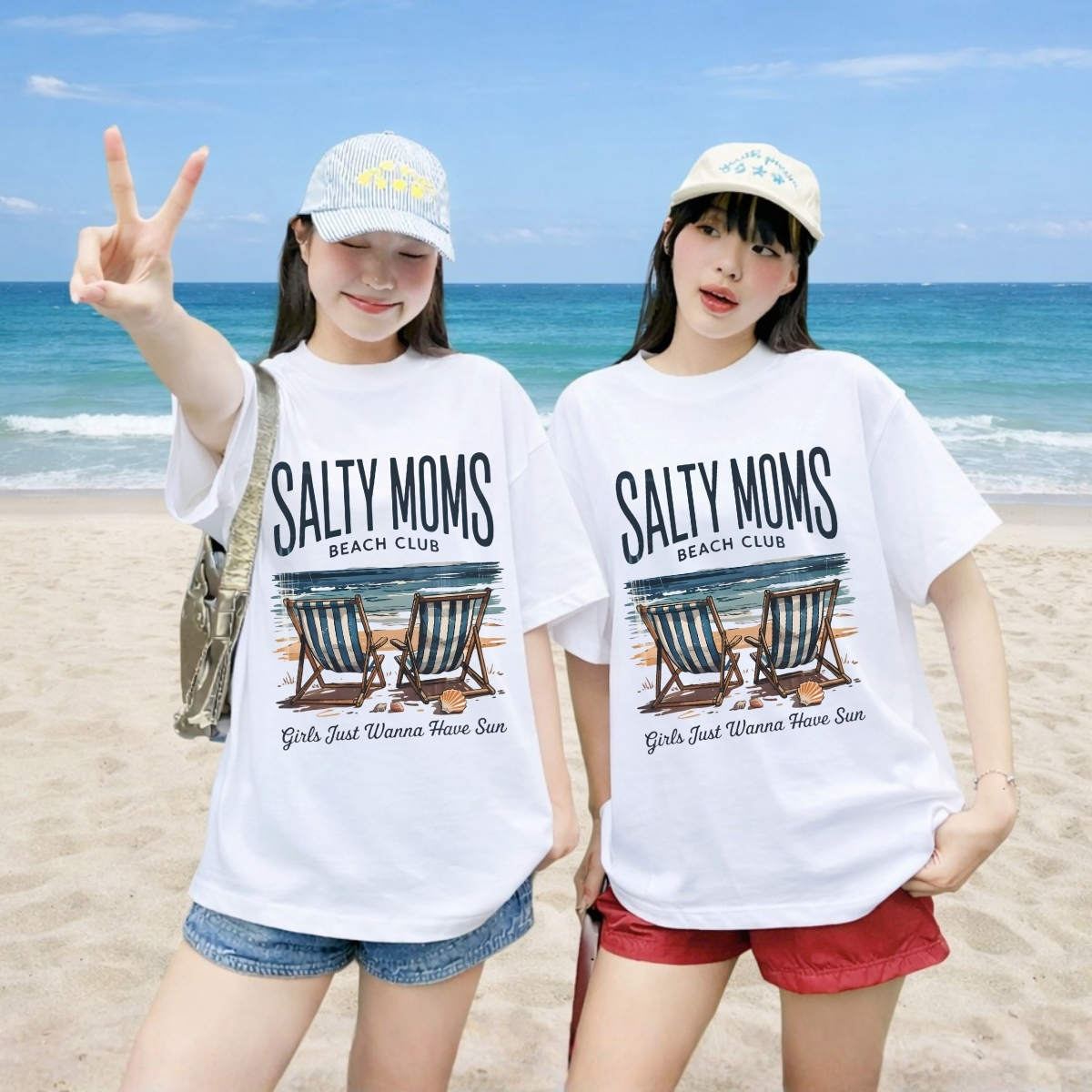 Áo thun unisex UX30-1178 chữ SALTY MOMS ghế trên biển  dáng oversized local brand WETEE