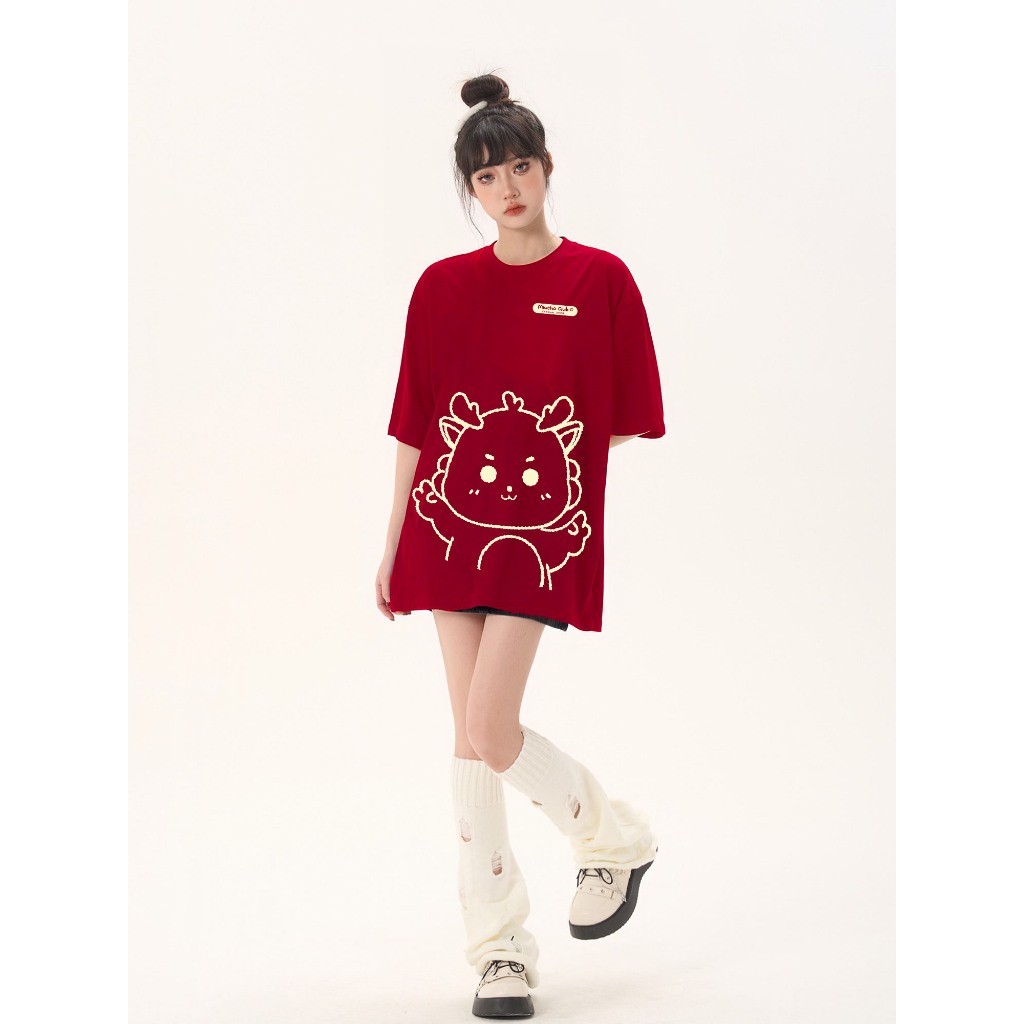 Áo thun in hình rồng local brand form rộng ATD743 Miucho cotton cổ tròn in graphic_thumbnail_3