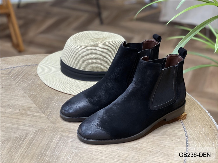 GB236 - Giày Chelsea Nam Da Heo Phong Cách Anh Quốc, Đế Cao Su Thoáng Khí, Màu Đen Kaki_thumbnail_13