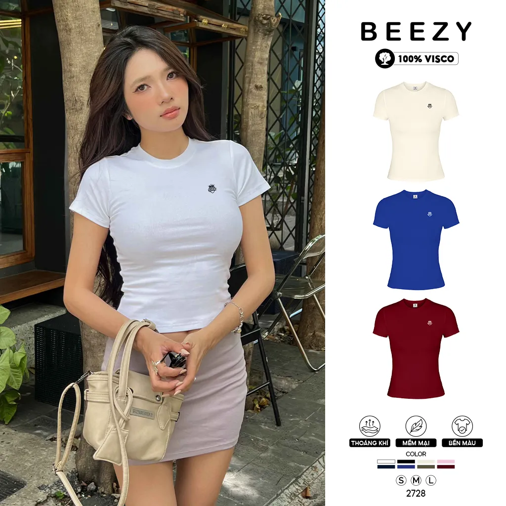 Áo baby tee form ôm Miucho visco dày dặn thoáng mát thấm hút tốt in logo basic 2728